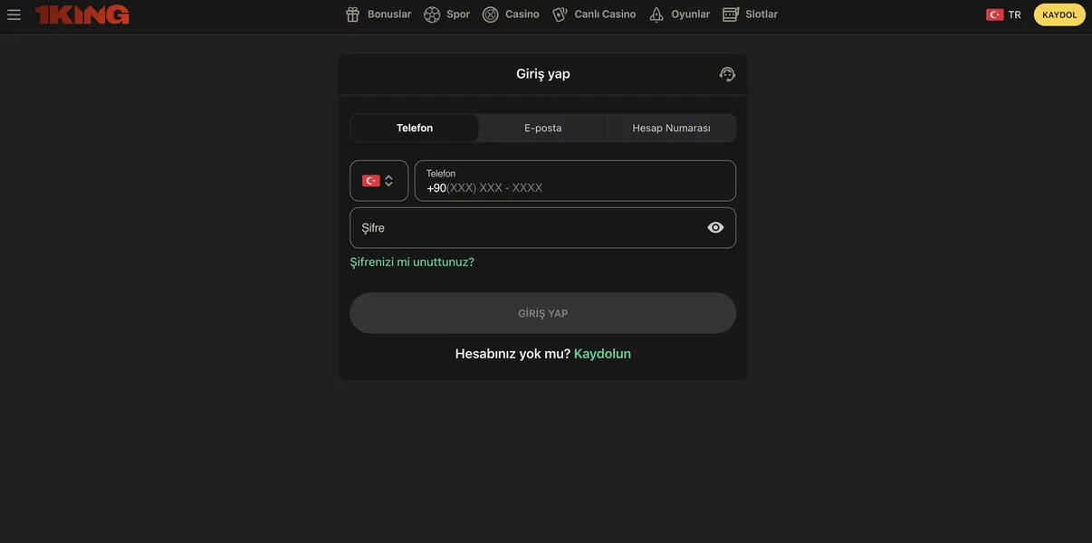 1King giriş adımları ve hesap açma rehberi